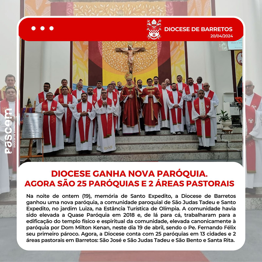 Foto | Diocese ganha sua 25ª Paróquia