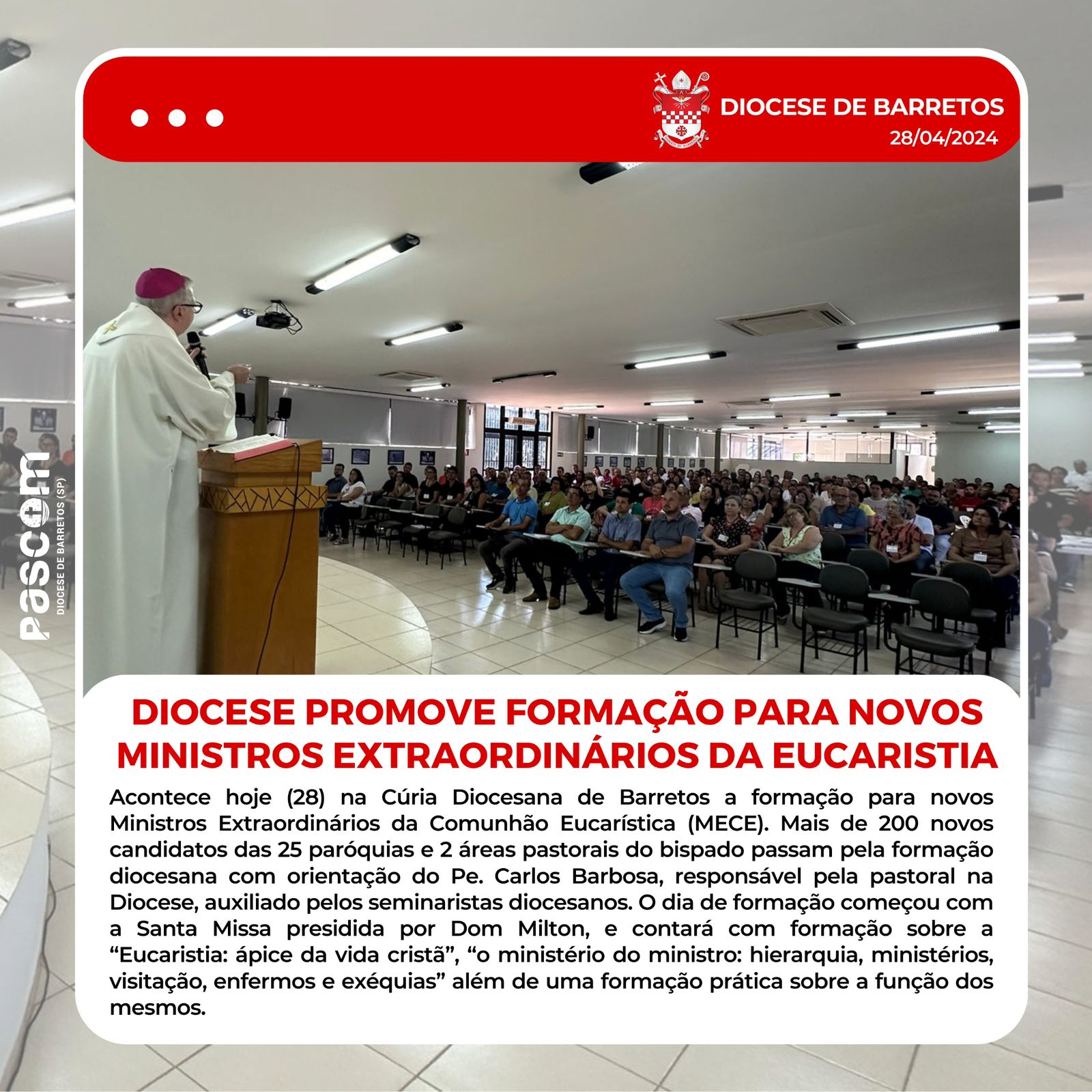 Dia de formação para novos Ministros da Distribuição da Eucaristia